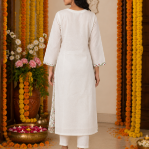 Schiffli Cotton Suit Pant Set with Dupatta, Premium Digital Floral Print - Thumbnail Image 3