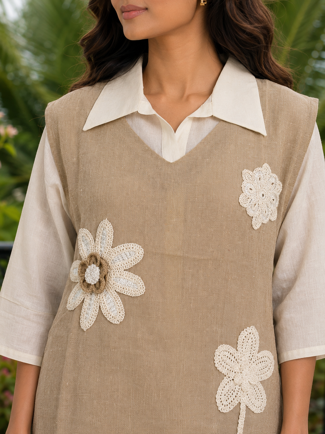 Khadi Co-Ord Set Tunic Jacket and Matching Pant with Cotton Shirt - Image 4
