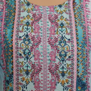 Rayon Print Suit Set with Stone work and Floral Digital Print - Thumbnail Image 4