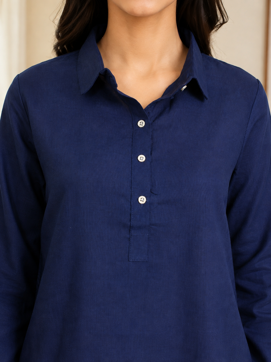 Navy Blue Cotton Co-ord Set - Image 4