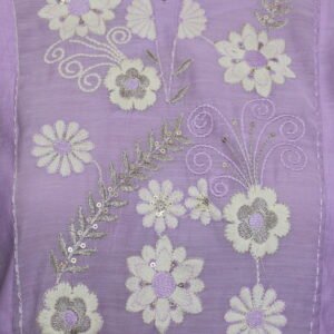 Chanderi Silk Anarkali Lavender Floral Embroidered Suit Set with Dupatta - Thumbnail Image 5