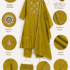 Women Muslin Kurta Pant Set with Dupatta | Beaded Embroidery Sequins Work - Thumbnail Image 7