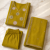 Women Muslin Kurta Pant Set with Dupatta | Beaded Embroidery Sequins Work - Thumbnail Image 6