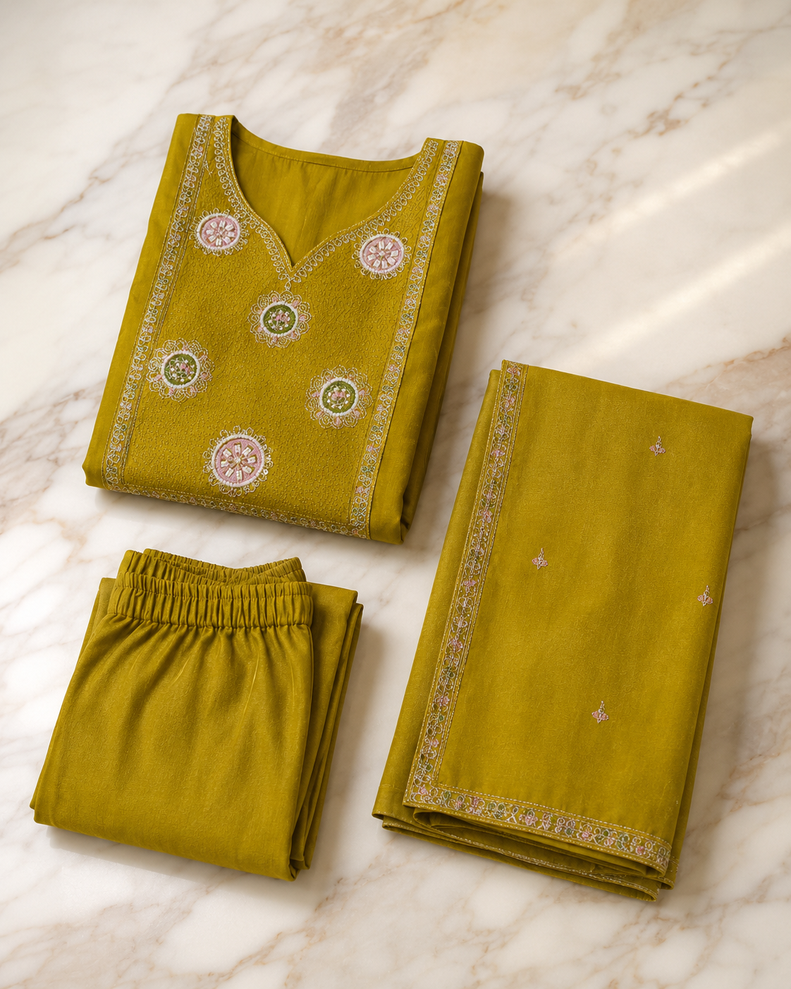 Women Muslin Kurta Pant Set with Dupatta | Beaded Embroidery Sequins Work - Image 6