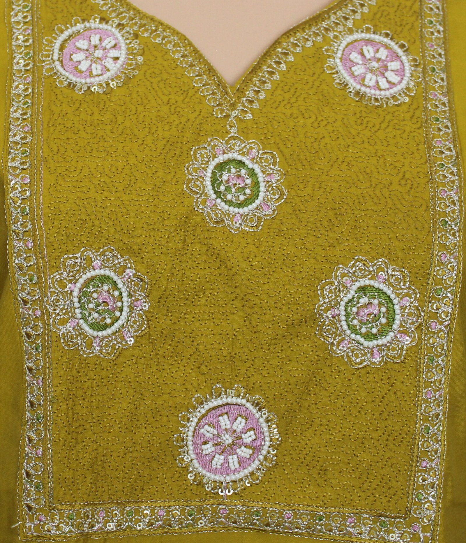 Women Muslin Kurta Pant Set with Dupatta | Beaded Embroidery Sequins Work - Image 4