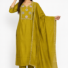 Women Muslin Kurta Pant Set with Dupatta | Beaded Embroidery Sequins Work - Thumbnail Image 5