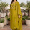 Women Muslin Kurta Pant Set with Dupatta | Beaded Embroidery Sequins Work - Thumbnail Image 1
