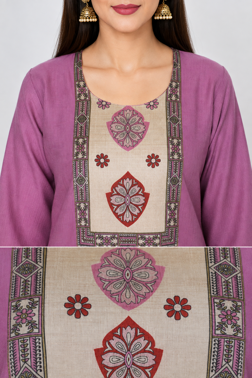 Vatican Cotton Pink Printed Salwar Suit with Matching Dupatta - Image 3
