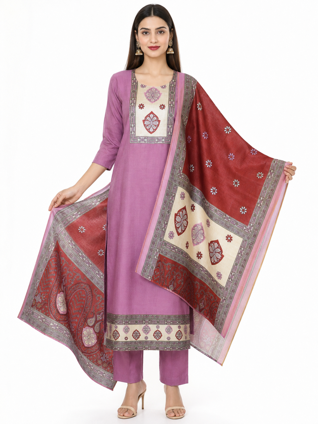 Vatican Cotton Pink Printed Salwar Suit with Matching Dupatta - Image 4