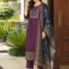 Vatican Cotton Printed Purple Navy Salwar Suit with Matching Dupatta - Thumbnail Image 1