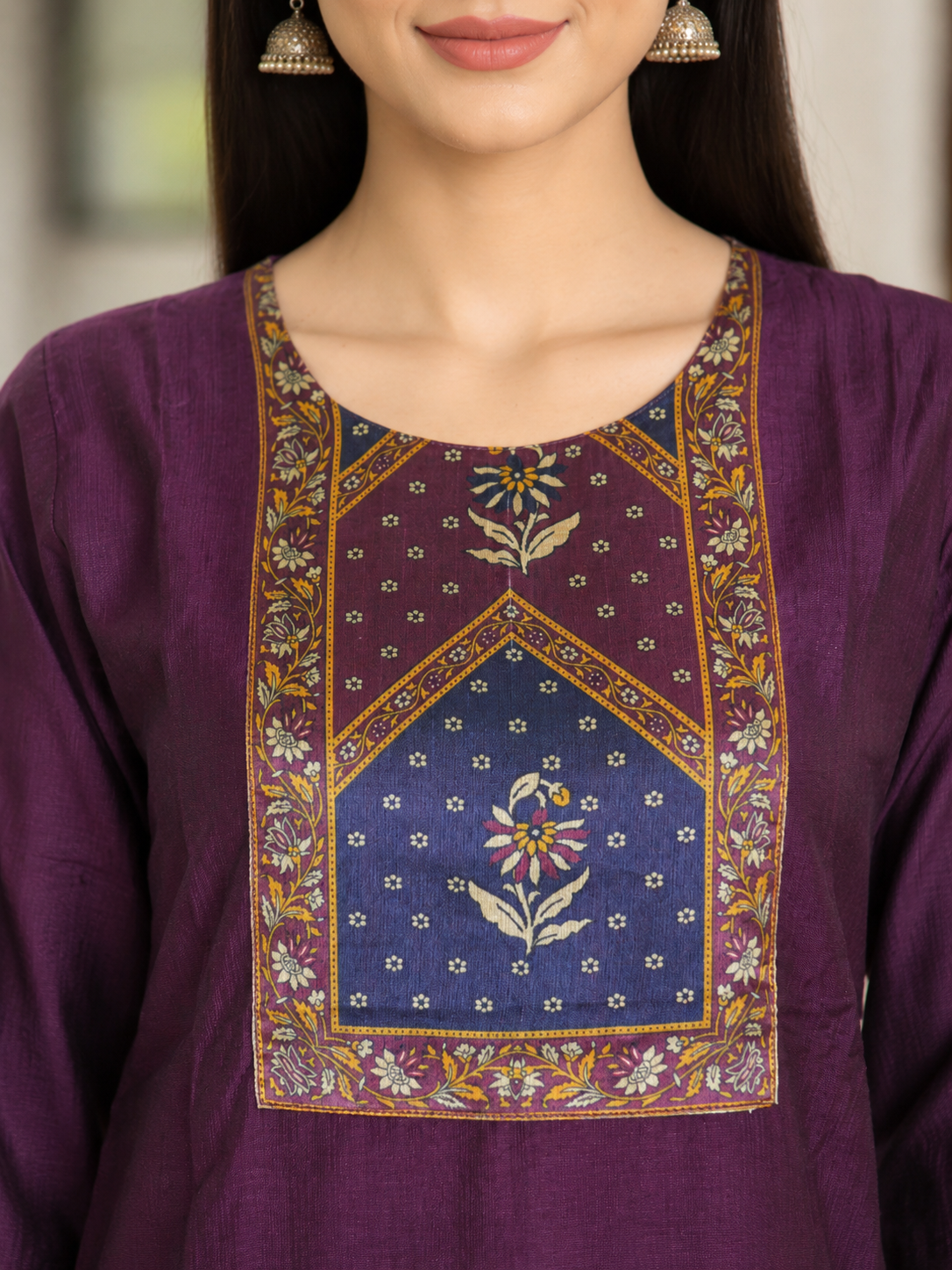 Vatican Cotton Printed Purple Navy Salwar Suit with Matching Dupatta - Image 3